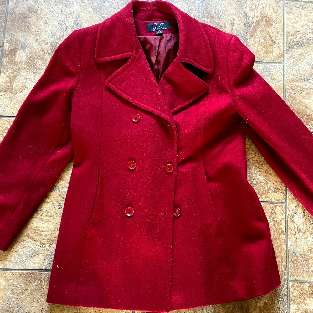 Red Women's Pea Coat - Size Medium